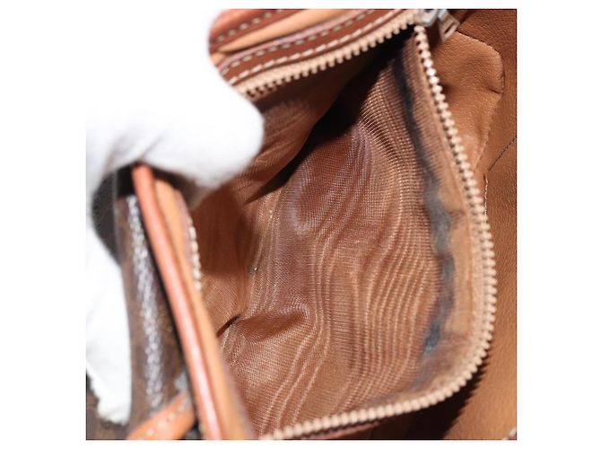 Céline Bolso de Hombro de Lona Macadam CELINE en Cuero PVC Marrón Dorado Auth INZ030 Castaño - vista 19