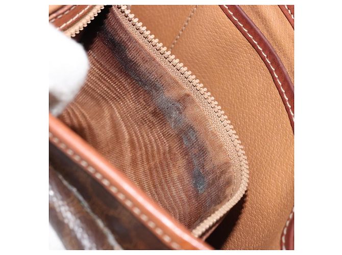 Céline Bolso de Hombro de Lona Macadam CELINE en Cuero PVC Marrón Dorado Auth INZ030 Castaño - vista 20