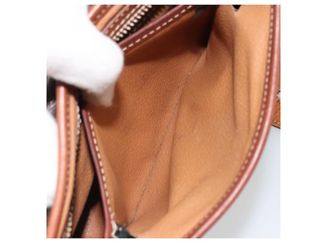 Céline Bolso de Hombro de Lona Macadam CELINE en Cuero PVC Marrón Dorado Auth INZ030 Castaño - vista 23
