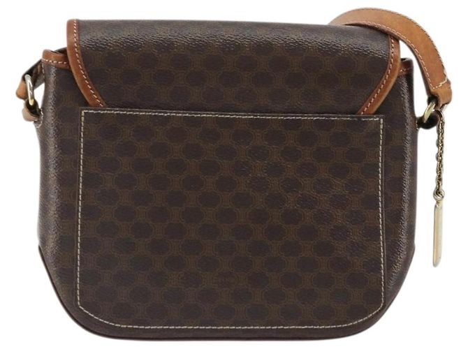 Céline Bolso de Hombro de Lona Macadam CELINE en Cuero PVC Marrón Dorado Auth INZ030 Castaño - vista 3
