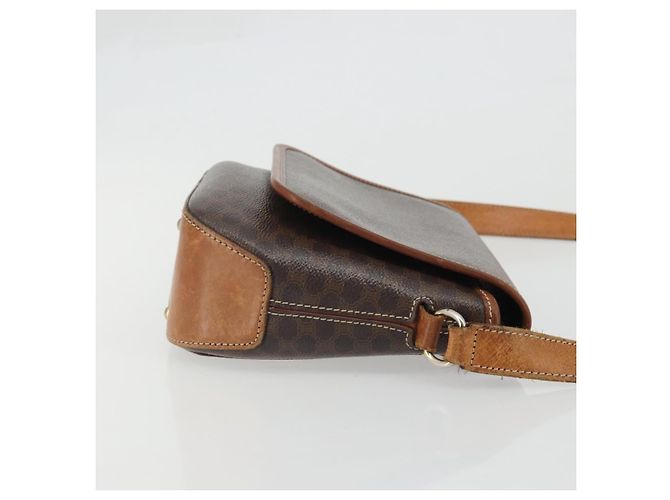 Céline Bolso de Hombro de Lona Macadam CELINE en Cuero PVC Marrón Dorado Auth INZ030 Castaño - vista 4