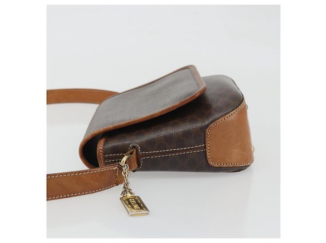 Céline Bolso de Hombro de Lona Macadam CELINE en Cuero PVC Marrón Dorado Auth INZ030 Castaño - vista 5