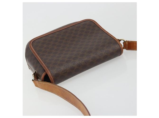 Céline Bolso de Hombro de Lona Macadam CELINE en Cuero PVC Marrón Dorado Auth INZ030 Castaño - vista 6