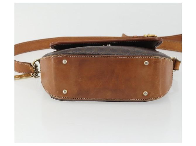 Céline Bolso de Hombro de Lona Macadam CELINE en Cuero PVC Marrón Dorado Auth INZ030 Castaño - vista 9