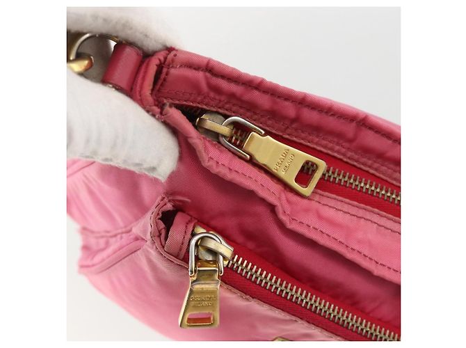 Borsa a Spalla PRADA Nylon Rosa Oro Auth YKZ524 D'oro - vista 10