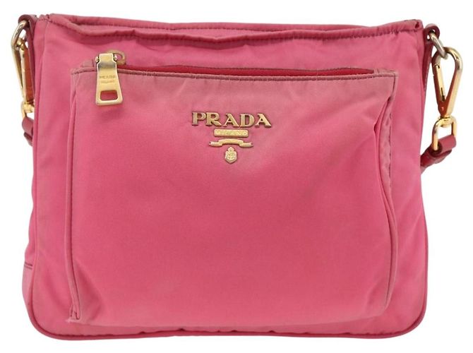 Borsa a Spalla PRADA Nylon Rosa Oro Auth YKZ524 D'oro - vista 13