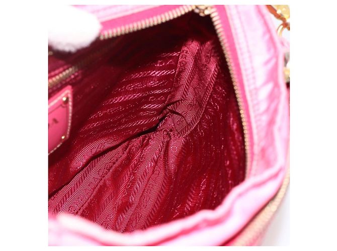 Borsa a Spalla PRADA Nylon Rosa Oro Auth YKZ524 D'oro - vista 20