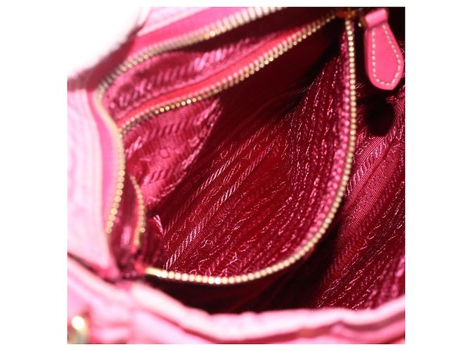 Borsa a Spalla PRADA Nylon Rosa Oro Auth YKZ524 D'oro - vista 23