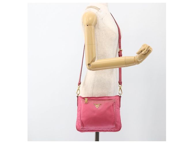 Borsa a Spalla PRADA Nylon Rosa Oro Auth YKZ524 D'oro - vista 25