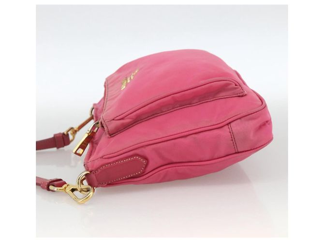 Borsa a Spalla PRADA Nylon Rosa Oro Auth YKZ524 D'oro - vista 3