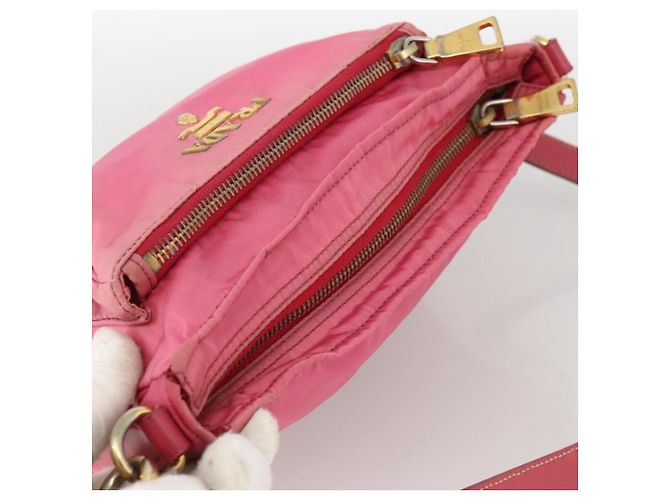 Borsa a Spalla PRADA Nylon Rosa Oro Auth YKZ524 D'oro - vista 6
