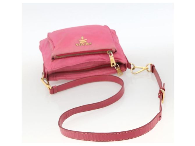 Borsa a Spalla PRADA Nylon Rosa Oro Auth YKZ524 D'oro - vista 7