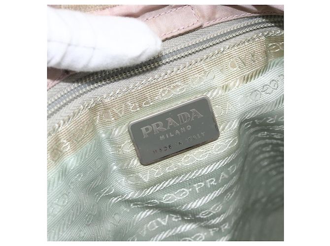 Borsa Tote Prada in nylon rosa argento Auth hk3682 - vista 11