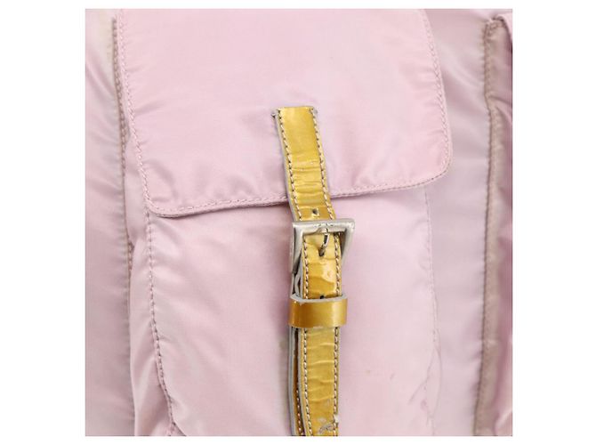 Borsa Tote Prada in nylon rosa argento Auth hk3682 - vista 17