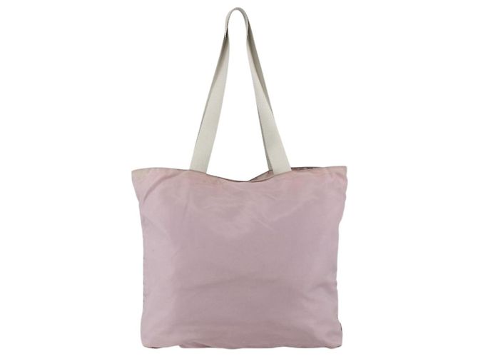 Borsa Tote Prada in nylon rosa argento Auth hk3682 - vista 2