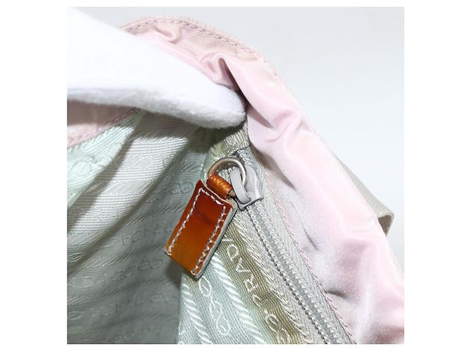 Borsa Tote Prada in nylon rosa argento Auth hk3682 - vista 20
