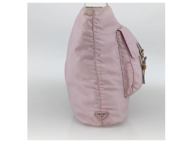 Borsa Tote Prada in nylon rosa argento Auth hk3682 - vista 3