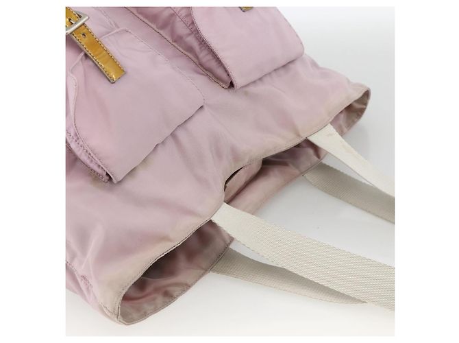 Borsa Tote Prada in nylon rosa argento Auth hk3682 - vista 6
