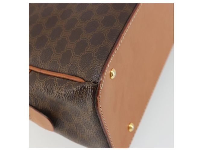Céline Borsa a mano in tela Macadam CELINE in pelle PVC marrone oro Auth YKZ1476A D'oro - vista 13