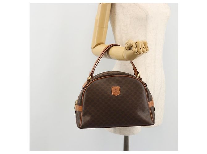 Céline Borsa a mano in tela Macadam CELINE in pelle PVC marrone oro Auth YKZ1476A D'oro - vista 23