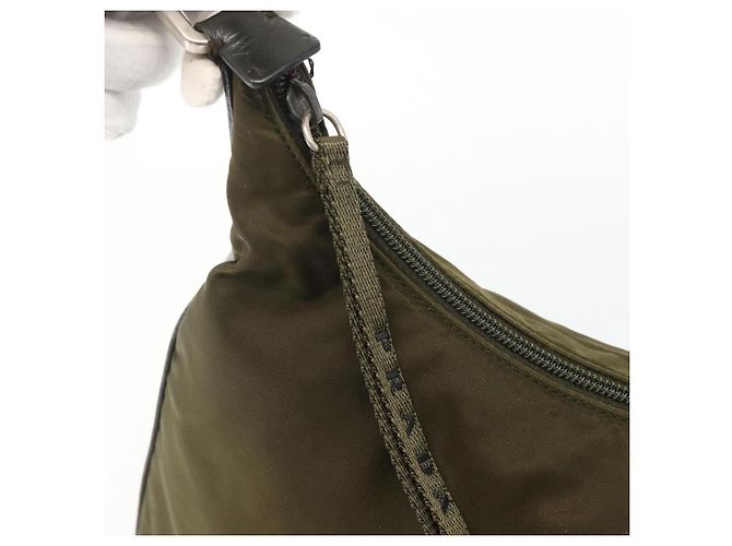 Borsa a Spalla PRADA Nylon Khaki Argento Autentica 174401 Cachi - vista 10