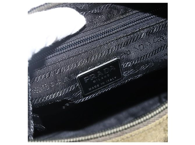 Borsa a Spalla PRADA Nylon Khaki Argento Autentica 174401 Cachi - vista 17