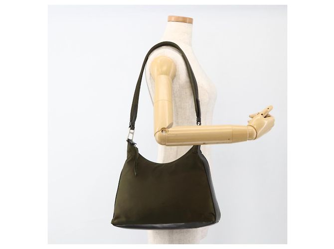 Borsa a Spalla PRADA Nylon Khaki Argento Autentica 174401 Cachi - vista 22