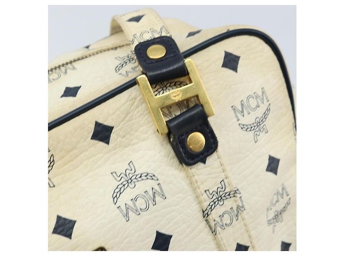 Borsa Tote MCM Logogram Vicetos in pelle PVC bianca e oro Auth YKZ095 Bianco D'oro - vista 14