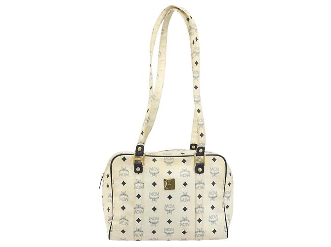 Borsa Tote MCM Logogram Vicetos in pelle PVC bianca e oro Auth YKZ095 Bianco D'oro - vista 2
