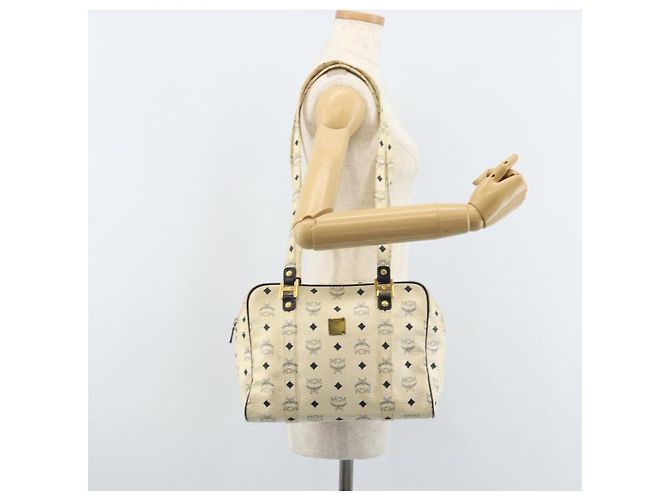 Borsa Tote MCM Logogram Vicetos in pelle PVC bianca e oro Auth YKZ095 Bianco D'oro - vista 20