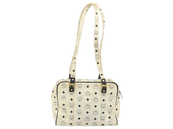 Borsa Tote MCM Logogram Vicetos in pelle PVC bianca e oro Auth YKZ095 Bianco D'oro - vista 3