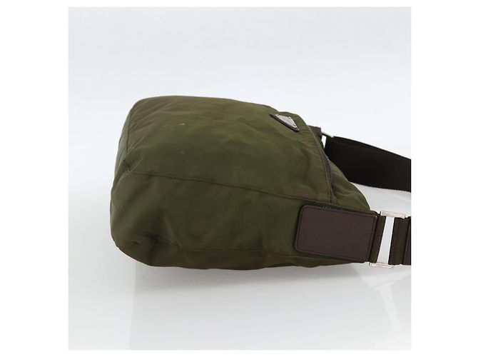PRADA Schultertasche Nylon Khaki Silber Authentisch INZ035 - Ansicht 4