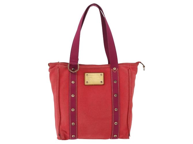 LOUIS VUITTON Antigua Cabas MM Borsa Tote Rossa M40034 LV Auth BA12006 Rosso - vista 13