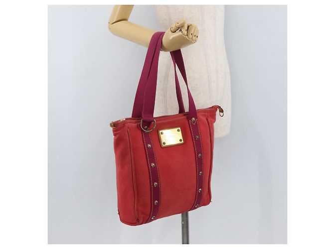 LOUIS VUITTON Antigua Cabas MM Borsa Tote Rossa M40034 LV Auth BA12006 Rosso - vista 22