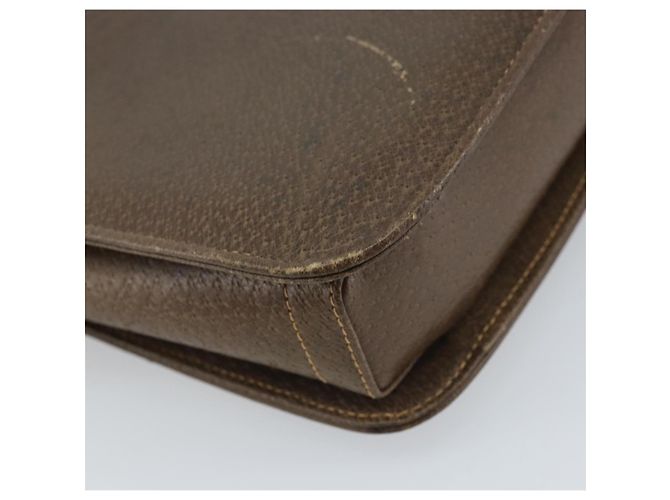 Gucci Borsa a Spalla in Pelle Grigia Oro Auth YKZ007 Marrone D'oro - vista 13