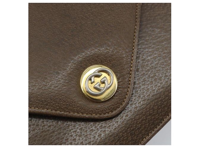 Gucci Borsa a Spalla in Pelle Grigia Oro Auth YKZ007 Marrone D'oro - vista 15