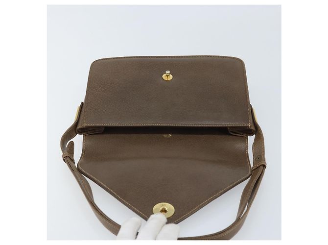 Gucci Borsa a Spalla in Pelle Grigia Oro Auth YKZ007 Marrone D'oro - vista 16