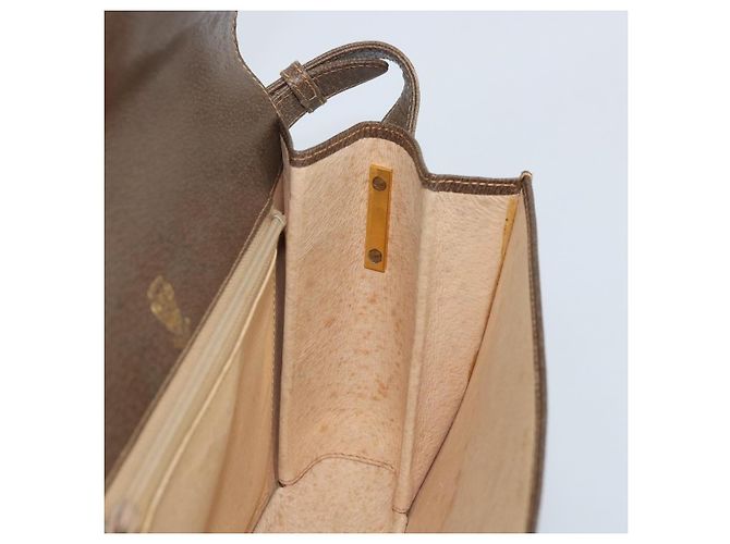 Gucci Borsa a Spalla in Pelle Grigia Oro Auth YKZ007 Marrone D'oro - vista 19
