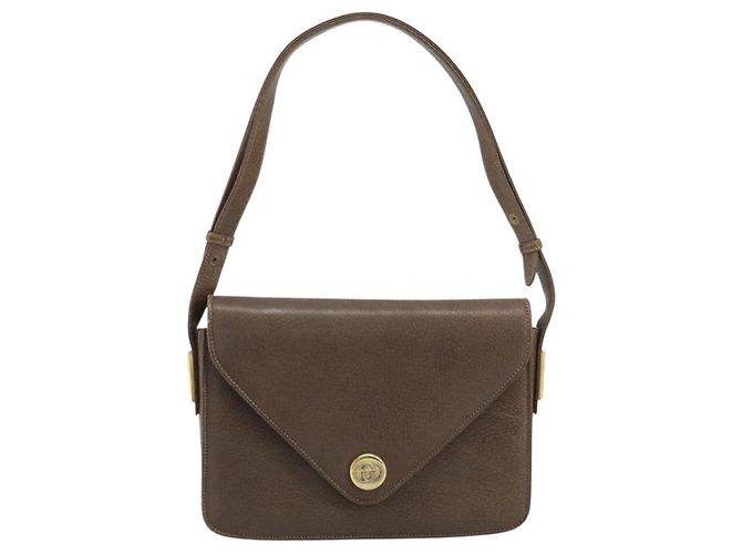 Gucci Borsa a Spalla in Pelle Grigia Oro Auth YKZ007 Marrone D'oro - vista 2