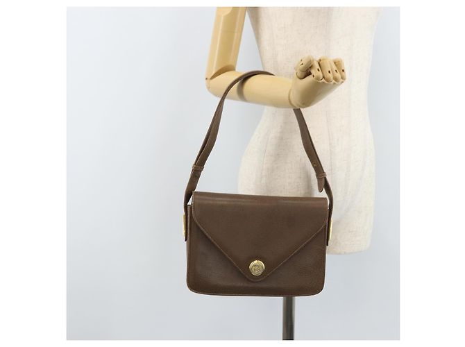Gucci Borsa a Spalla in Pelle Grigia Oro Auth YKZ007 Marrone D'oro - vista 24