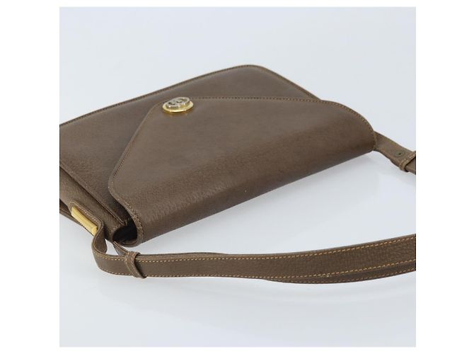 Gucci Borsa a Spalla in Pelle Grigia Oro Auth YKZ007 Marrone D'oro - vista 6