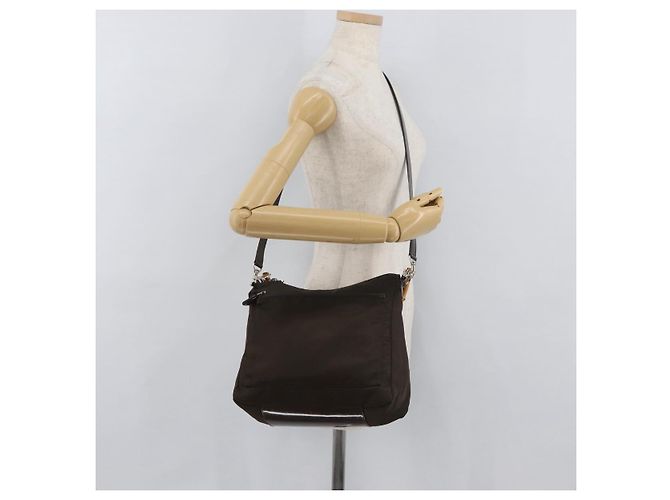 Borsa a mano in nylon Gucci Bamboo 2 vie marrone argento 000 2404 0509 Auth INZ083 - vista 26