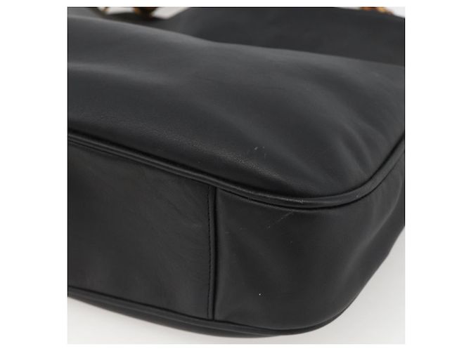Borsa a Spalla in Pelle Gucci Bamboo 2way Nera Oro 001 1781 1638 Auth BAZ883 Nero D'oro - vista 12