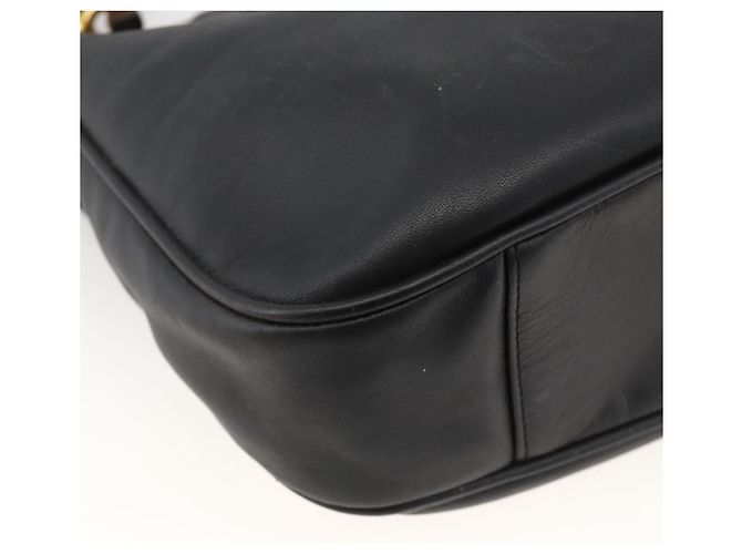 Borsa a Spalla in Pelle Gucci Bamboo 2way Nera Oro 001 1781 1638 Auth BAZ883 Nero D'oro - vista 15