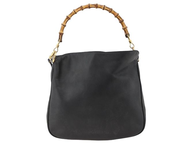 Borsa a Spalla in Pelle Gucci Bamboo 2way Nera Oro 001 1781 1638 Auth BAZ883 Nero D'oro - vista 2