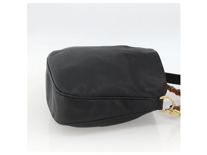 Borsa a Spalla in Pelle Gucci Bamboo 2way Nera Oro 001 1781 1638 Auth BAZ883 Nero D'oro - vista 4