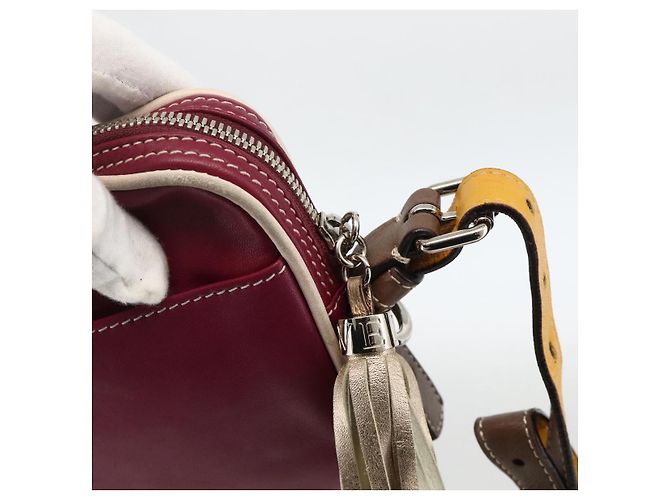 LOEWE Borsa a Spalla Anagramma Pelle Argento Rossa Auth 172343V Rosso - vista 10