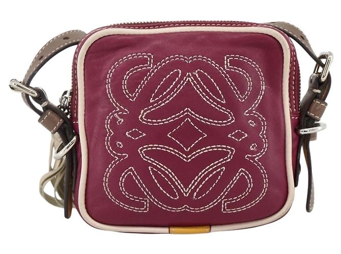 LOEWE Borsa a Spalla Anagramma Pelle Argento Rossa Auth 172343V Rosso - vista 13