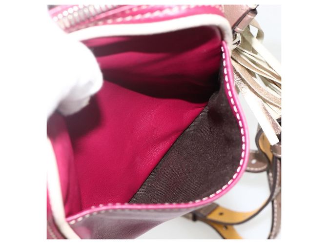 LOEWE Borsa a Spalla Anagramma Pelle Argento Rossa Auth 172343V Rosso - vista 21
