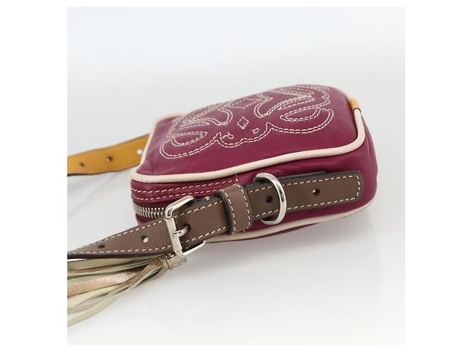 LOEWE Borsa a Spalla Anagramma Pelle Argento Rossa Auth 172343V Rosso - vista 3